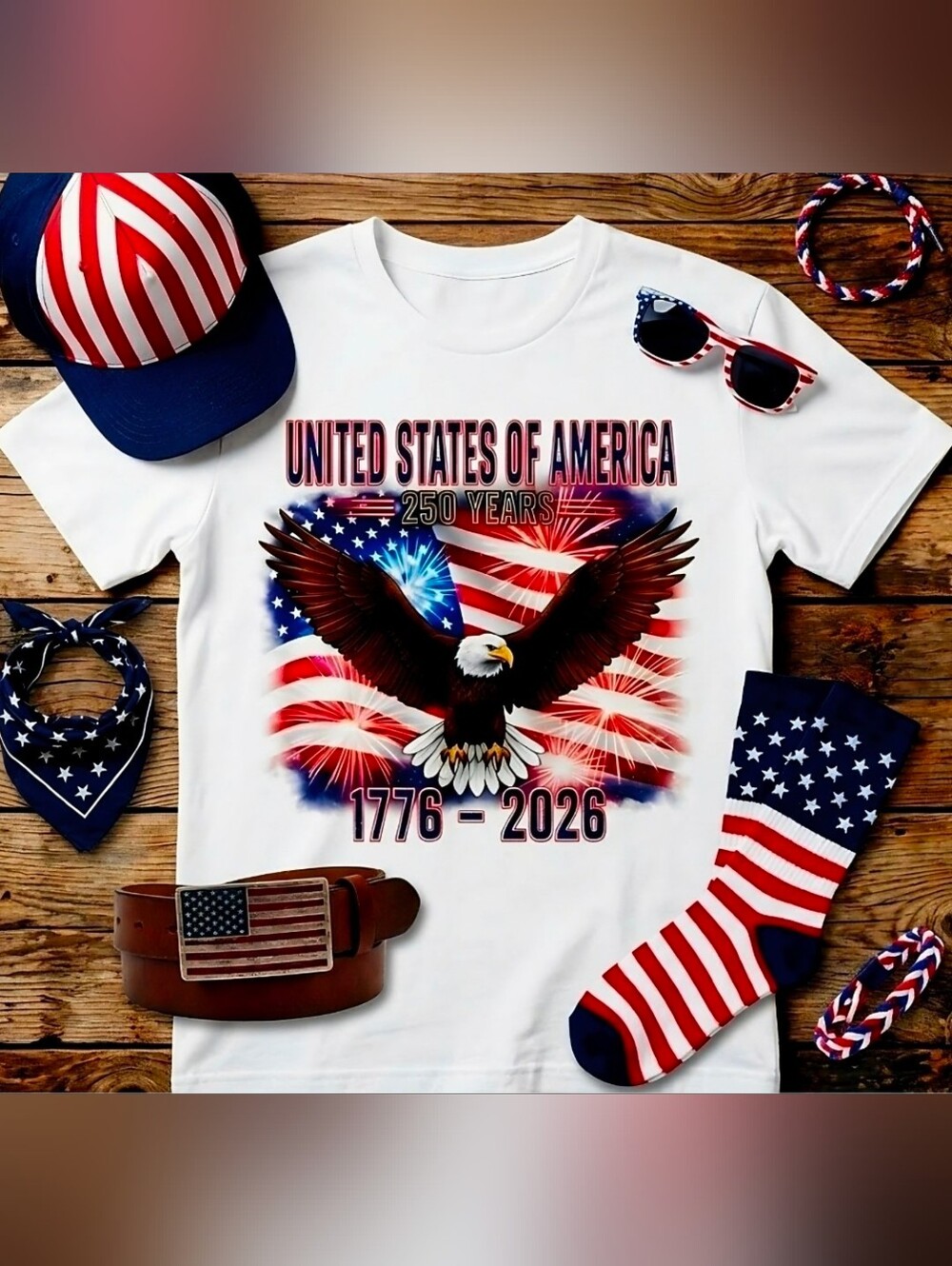 USA 250 Years Eagle Tee • 1776‑2026 Patriotic Shirt • America Anniversary